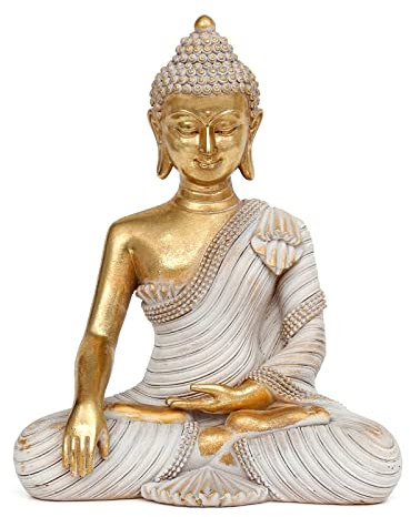 Gold Buddha Statue 10.2'' - Large Indoor Buddha for Home Decor, Zen, Living Room & Meditation