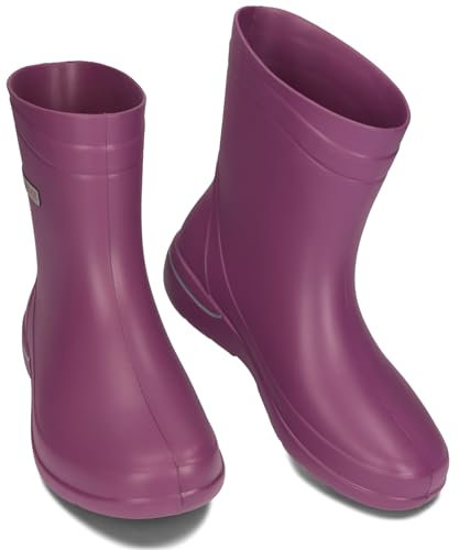 BeComfy Gummistövlar för Kvinnor EVA Ultra Lätta Korta Regnstövlar 36-41 EU (Plommon, eu_footwear_size_system, adult, numeric, medium, numeric_36)