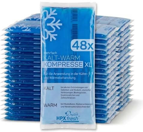 48x HPXfresh® Mehrfach-Kompresse für Kalt und Warm Anwendungen in der Größe 12x29cm | mikrowellengeeignet | Mehrfach Kalt- Warm Kompresse, Gelkompresse (12x29cm, 48)