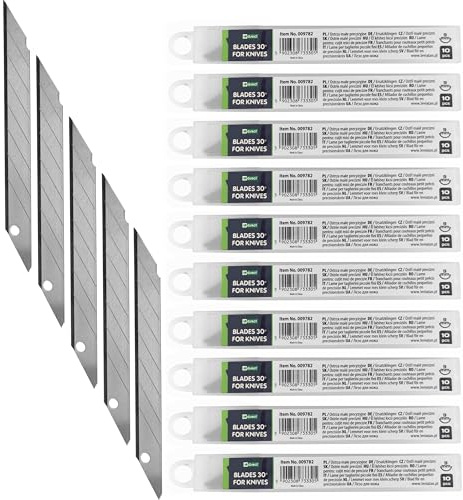 D.RECT - Lame de Cutter 9 mm - Lames de Rechange pour Couteaux - 100 x Lames Cassables et Interchangeables