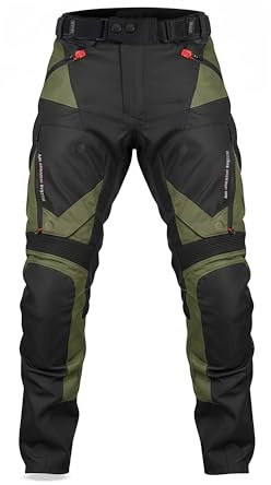 VPR ViPER Guard Adventure Men?s Textile Trouser Motorbike Waterproof 600D Motorcycle Biker CE Armoured (Level A) Pant with Removeable Linings All Season Protective Jeans for Moped Riding Racing - Gree