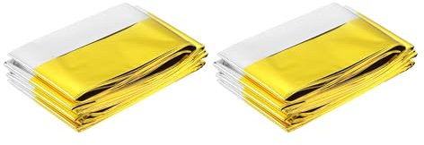 sourcing map 2Pcs Highly Reflective PET Film, 82x63-Inch Garden Greenhouse Covering Foil Sheets for First Aid Blanket, Growth Room, Camera Reflector, Tent Outdoor Emergency (Gold, Silver)