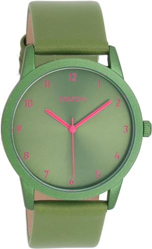 Oozoo Damenuhr mit Lederband Color Line 38 MM Grün/Grün C11056