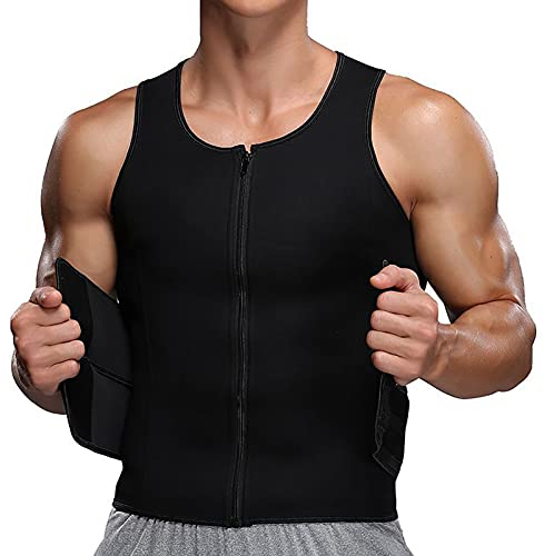 NIULI Waist Trainer For Uomo - Cintura Sudore Fascia Addominale Uomo Cintura Dimagrante Pancia Piatta Neoprene Sport Tuta da Sauna Regolabile, nero, M