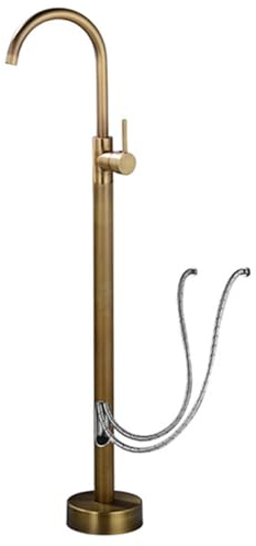 BiaoTeng Robinet de Baignoire Ilot Autoportante Monocommande Chaud et Froid Raccordement Mural Mitigeur Baignoire Ilot Sur Pied antique