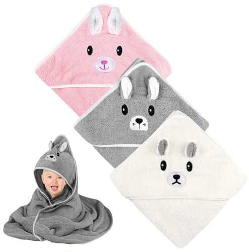 Badcape för baby: 3-delad, badhandduk, 80 x 80 cm, mjuk poncho med stark absorption för pojkar och flickor, bomull, nyfödd