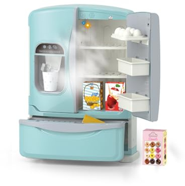 ODS - Maisonelle, Réfrigérateur Deluxe Jouet avec Lumière, Sons et Effet Vapeur à l'Ouverture, avec Accessoires, Dimensions 30 L x 40,2 H x 11,5 P cm, Âge recommandé + 3 Ans
