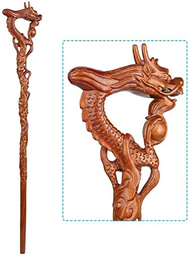 Canne en bois Robinet Bâton de marche Béquilles de vieil homme en séquoia Sculpture sur bois Cadeaux d'anniversaire Bâtons Idéal pour les hommes ou les femmes ayant un mode de vie actif en plein air