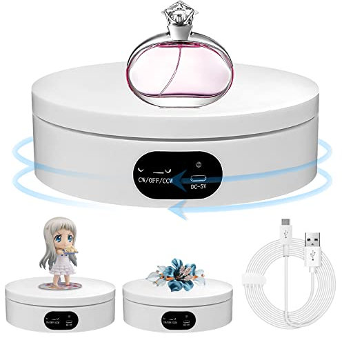 GBKDQQ Plateau tournant électrique rotatif à 360 degrés pour produits de photographie, bijoux, montres, modèles 3D et objets de collection
