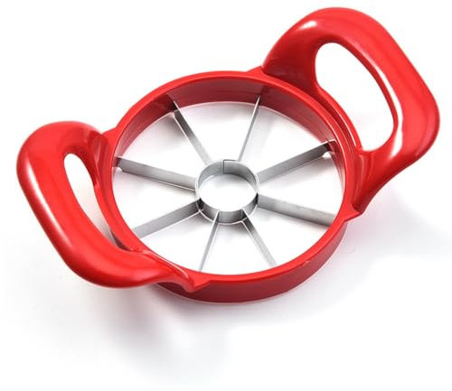 Pqahffowr 1 PCS Tranchoir Version Améliorée 8 Lames Grand Évideur Tranchoir à Pomme en Plastique Rouge