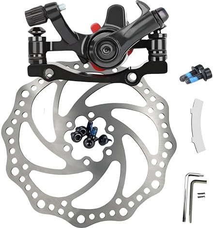 Freno de disco mecánico para bicicleta Freno de disco universal delantero y trasero Freno de disco hidráulico resistente al desgaste (Frontal negro + 1 disco)