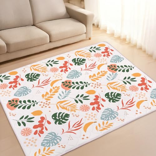 alldomess Tappetino per Giochi Bambino 150x180, Tappeto Attività Morbido con Imbottitura Spessa per Tempo a Pancia in Giù, Base Antiscivolo Sicura per Gattonamento, Foglia Boho