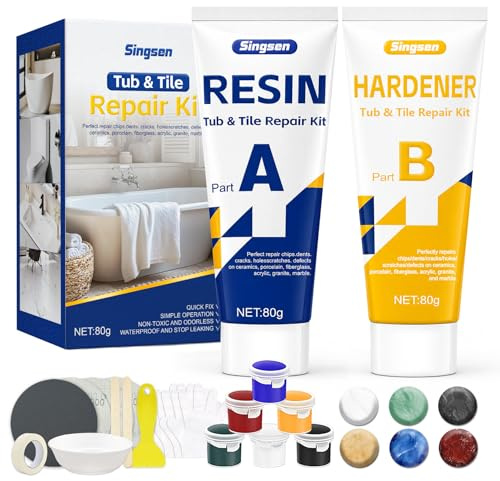Kit Reparation Carrelage, Comble Fissures, Trous, Rayures Et Éclats Dans Les Salles De Bains Et Les Cuisines. Convient Au Marbre, À La Et Aux Surfaces Dures. Disponible En Plusieurs Couleurs.