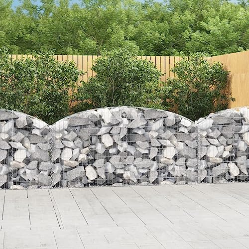 Solivagant Panier de gabions arqué 200x30x80/100 cm Fer galvanisé,(18.9 KG)