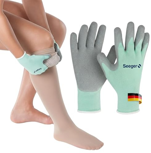 Guanti da indossare per calze a compressione, guanti speciali Seeger come aiuto per indossarli, guanti antiscivolo per calze a compressione con rivestimento in lattice