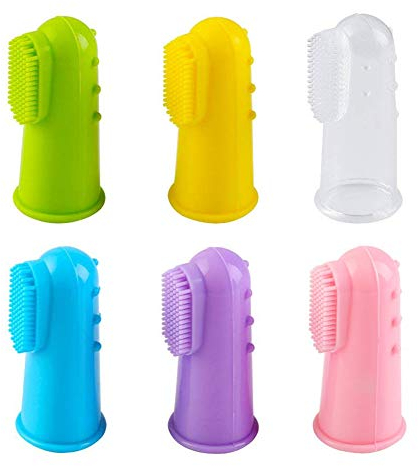 Vicloon Cepillo Dientes para Dedo, 6PCS Cepillo de Dientes de Silicona, Multicolor Cepillo Dientes Bebe,Cepillo Dedo Bebe,Cuidado Bucal para Niños