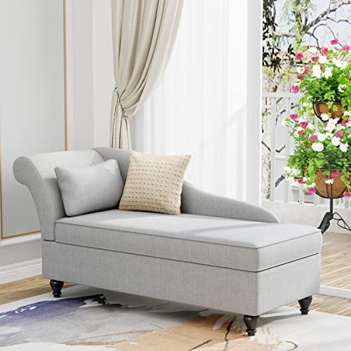 Tongli Modern Chaise Lounge Indoor with Storage Fabric Chaise Lounges Chair Sleeper Lounge Sofa Recliner Chair for Bedroom Office Living Room & Small Apartment SEAT Size 48Lx 24Ｗx 17 Hinch Left Arm