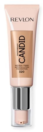 Revlon PhotoReady Candid Natural Finish Foundation, with Anti-Pollution, Antioxidant, Anti-Blue Light Ingredients, 320 Tawny, 0.75 fl. oz.