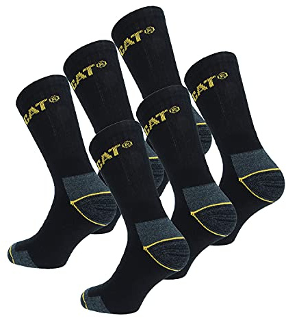 Caterpillar Real Work Socks 6 par arbetsstrumpor manförstärkt på häl och tå bomullsfrotté