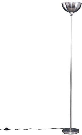 MiniSun | Modern Brushed Chrome Uplighter Floor Lamp with a Bowl Shaped Shade | Floor Lamps & Torchieres, Home Décor & Improvement Essential | Includes 6W LED Bulb [3000K Warm White]