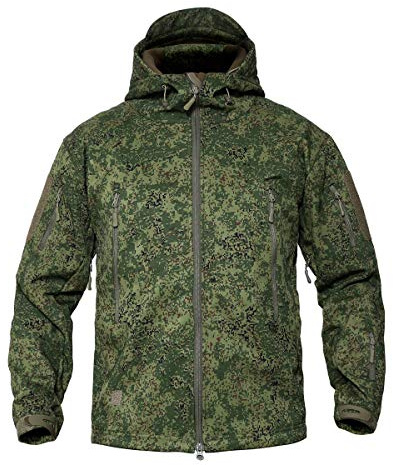 Lilychan Men’s Military Soft Shell Tactical Jacket Outdoor Sports Hunting Army Waterproof Outerwear Coat (Medium, Russian Camouflage)