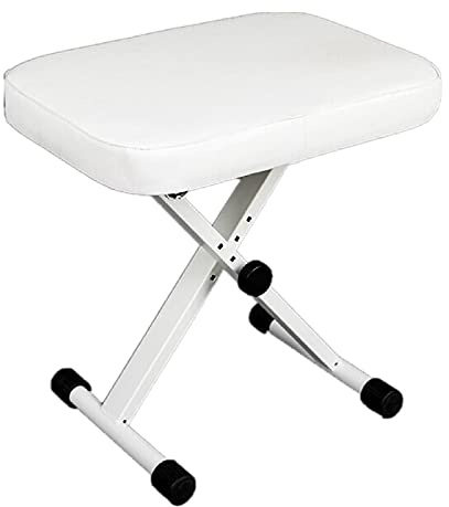 Miwayer Advanced Keyboard Bench, 4 Levels Height Adjustable Piano Stool, X-Style Piano Bench, Sponge Padded Piano Chair (Padded White)