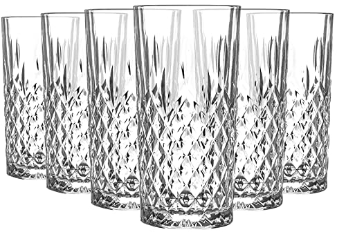 LAV 6X Clear 355ml Odin Highball Glasses - Tall Hi Ball Glass Water Gin Juice Cocktail Drinking Glassware Tumblers Set