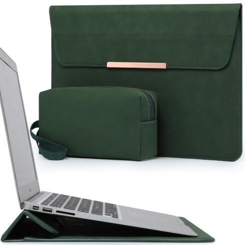 HYZUO 13 Tum Datorfodral med Ställning för MacBook Air, Midnatts Grön | för MacBook Air 13 A3449 M5-M1 2026-2018, 13 MacBook Neo 2026 A3404, MacBook Pro 13 M2 M1, 13 iPad Pro/Air, Surface Pro