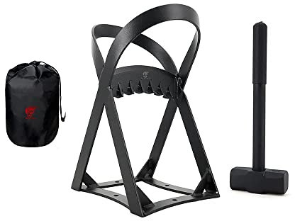 BiggerFire Brennholzspalter Holzspalter, X-förmiger Holzspalter, manueller Holzspalter, Keil mit 4 Pfund Vorschlaghammer und Tragetasche