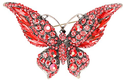Broche papillons arc-en-ciel, broche bijoux épinglettes rétro métal bijoux accessoires pour vêtements(rouge)