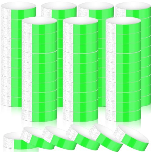 Aoriher 600 Pezzi Braccialetti per Eventi Braccialetto Impermeabile per Ingresso Bracciali di Carta per Concerto Leggeri per Feste Sicurezza Discoteca Parchi Acquatici (Verde Neon)