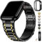Fullmosa Kompatibel mit Apple Watch Armband 45mm 44mm 42mm,Edelstahl Apple Watch Ersatzarmbänder für iWatch Series 9 8 7 6 5 4 3 2 1, Metall Edelstahl Ersatzarmbänder Herren Damen,Schwarz mit Gold
