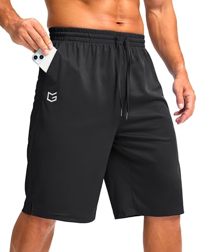 G Gradual Men's Athletic Shorts with Pockets 9 / 11 Long Basketball Shorts Lightweight Quick Dry Gym Workout Shorts for Men(Black,XXXL)