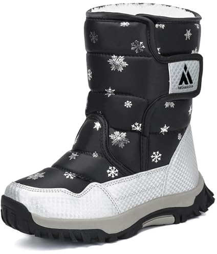 Mishansha Bottes de Neige Hiver Enfant Fille Garçon Taille 24-38 EU | Bottines,Chaude Doublé,Chaussures Neige Hiver,Antidérapant,Extérieures,Neige