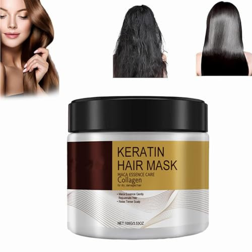 Trattamento per Capelli al Collagene, Maschera Capelli Riparazione Profonda, Olio di Argan e Collagene, Capelli Secchi Danneggiati, Maschera per Capelli al Collagene con Olio di Argan, 100g