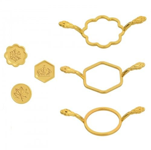 3 Piezas Moldes de Sello de Cera Metal, Formas de Sellos de Cera Redonda, Flor, Hexagonal, Sellos de Cera para Sellos de 2,5 cm, Sellado de Cera para Embalaje de Regalo, Sobres Tarjetas Felicitación