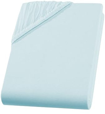 Spannbettlaken 90x200-100x200 cm Jersey Spannbetttuch Baumwolle Bettlaken für Matratzen bis 25 cm Höhe, Komfort Spannbettlaken Aqua