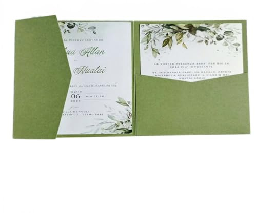 MillaSaw Verde oliva partecipazioni matrimonio biglietto d'invito 15x15cm copertura biglietto matrimonio 25 pezzi (verde oliva opaco)