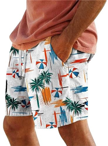 Generico Short de Bain Homme Bermuda Plage Short de Bain Hawaïen Sport Surf Maillots de Piscine Doublure en Maille Respirant Boxer Mer Élastique Grande Taille Shorts Homme, Orange, 6XL