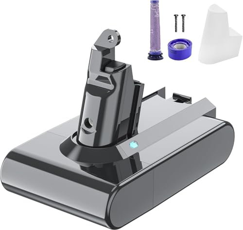 V6 Akku für Dyson, Powtree 6000mAh Ersatzakku für Dyson V6 DC58 DC59 DC61 DC62 DC72 DC74 Animal SV03 SV04 SV05 SV06 SV07 SV09 Staubsauger (2 Filter + 1 Batterie Schutzkappe + 2 Schrauben)