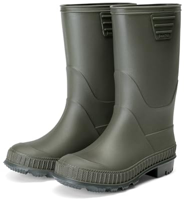 DREAM PAIRS Kids Rain Boots Easy-On Lightweight Non-Slip Outsole for Boys & Girls Outdoor Rainy Day Play,Size 12 Little Kid,Olive,KKUMRB2506