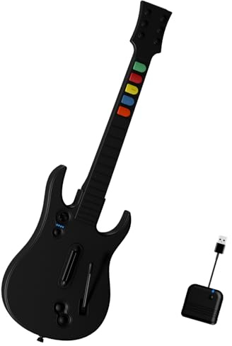 NBCP Wireless Rock Band Controller für XBOX-one/Xbox Series X/PC, kabellose Gitarre für Rock Band, Fortnite Festival mit Gurt und kabellosem Dongle, Schwarz