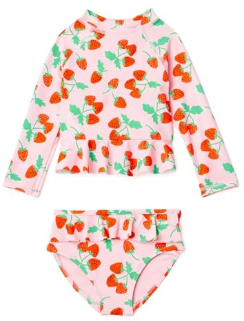 Amazon Essentials Set Rashguard Bebé Niña, Fresas Rojas Y Tomate Rosa, 0-3 meses