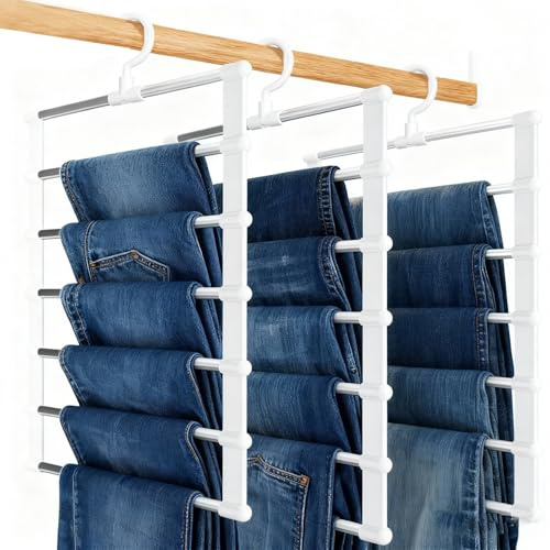 Grucce Pantaloni Salvaspazio, Appendi Pantaloni da Armadio 3 Pezzi, Grucce Salvaspazio, Pieghevole Appendini per Pantaloni, per Pantaloni, Lenzuola, Asciugamani, Sciarpe, Cravatta e Cinture