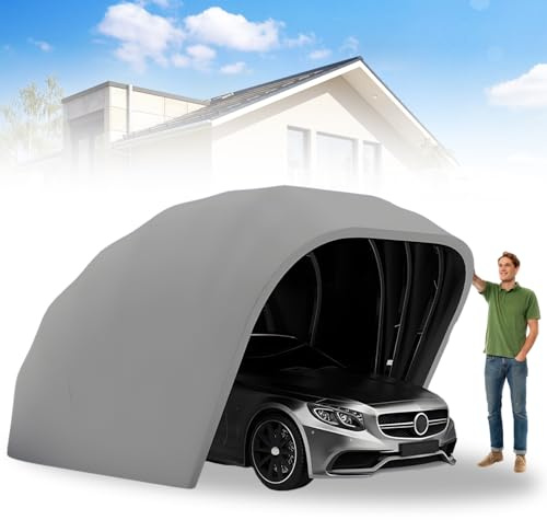 Heavy Duty Carport, Semi-Automatic Retractable Car Tent, Portable Outdoor Garage, Stainless Steel Folding Car Port, for Parking Lot, Garden, Grey, All Weather Proof, 5.5 * 2.5 * 2.3m