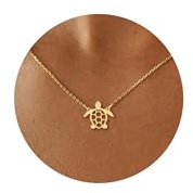 KINHOPI Collier Or Femme Collier Plaqué Or 14K Tortue Pendentif Bijoux Cadeaux pour Femme Filles