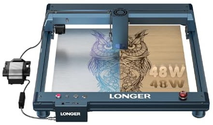 LONGER Laser B1 lasergravyrmaskin, 40 W laserskärare med luftassist, höghastighetslasergravyrmaskin, 450 × 440 mm lasergraveringsmaskin för trä, akryl, läder, glas och metall