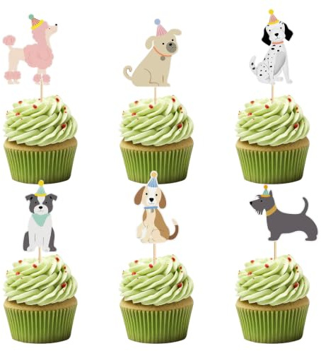 42 decorazioni per torte a tema cane carino, decorazione per torta di compleanno, decorazione per cupcake, decorazione per muffin, decorazione per torte di compleanno, accessori per torte, decorazioni