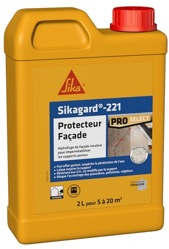SIKA - Hydrofuge imperméabilisant façade et mur - Sikagard 221 Protecteur Façade - Améliore la résistance aux salissures - Multisupports - Application facile - Prêt à l'emploi - Pour 5 à 20m2-2L