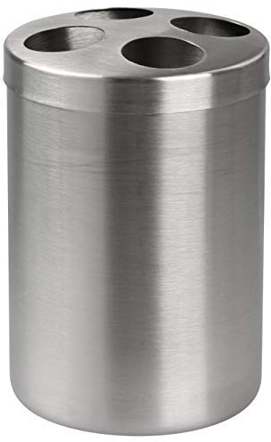 Fackelmann Zahnbürstenhalter Tecno, Halter für 4 Zahnbürsten aus hochwertigem Edelstahl, Zahnbürstenbecher in moderner Optik, Zahnputzbecher, edles Design (Farbe: Silber Matt), Menge: 1 Stück